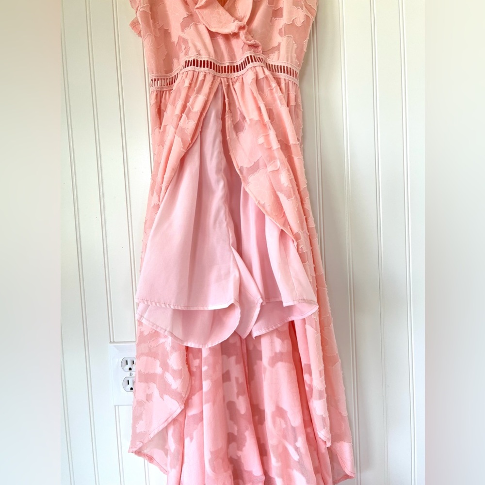 A.Peach High/Low Lace Dress - Picture 7 of 10